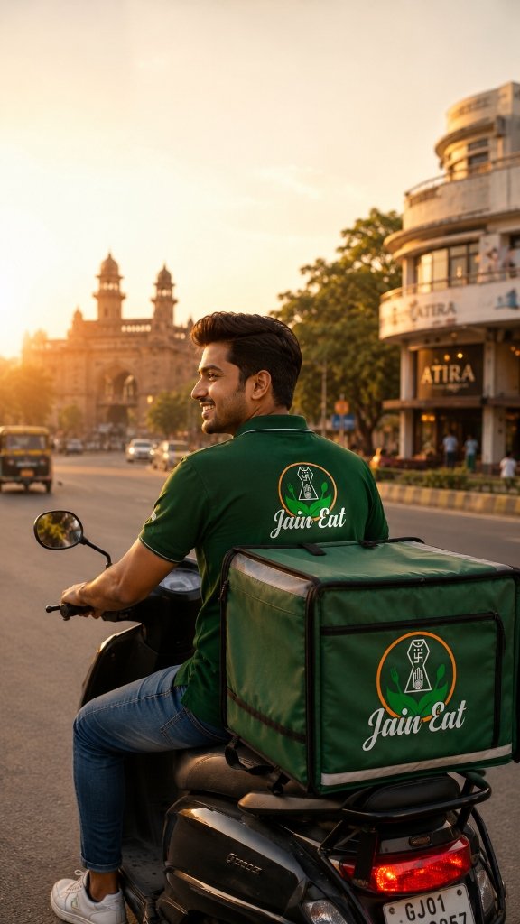 Jain Eat Scooter Delivery Rider