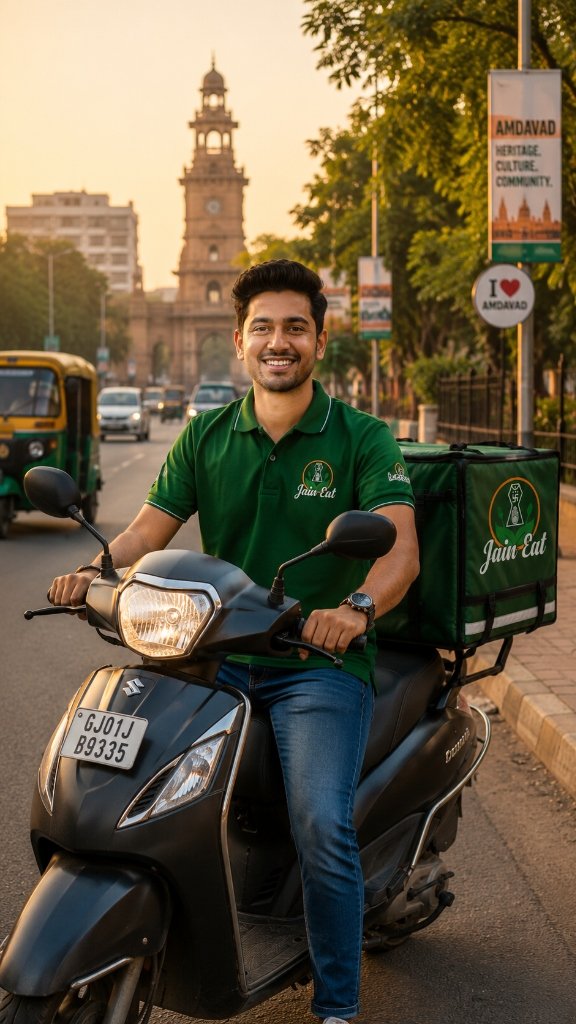 Jain Eat Delivery Rider in Ahmedabad